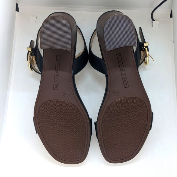 Tommy Hilfiger | Priale Elegant Black Vegan Leather Block Heel Sandals Size 9M - Picture 7 of 8